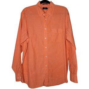Lincs Silk Blend Peach Coral orange long sleeve Button up Mens Size large